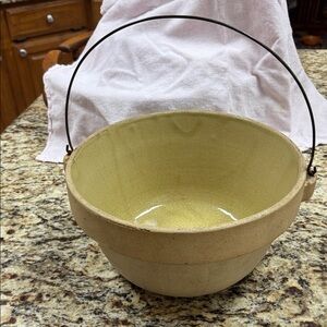 Star Fireclay Acid Proof Bowl Vintage Cream Ceramic Bowl with Handle